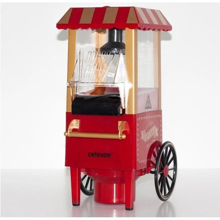 Celexon CinePop CP500 Popcorn-Maschine - 24x19x39,5cm - Gewicht:1,7kg - Rot-Retro-Kirmes-Design- ohne Öl-fettarm - Popcorn-Maker – Bild 1