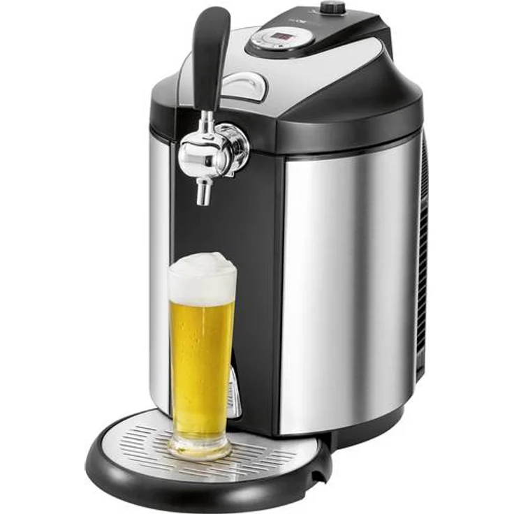 Clatronic BZ 3740 Bierzapfanlage für alle handelsüblichen 5 Liter-Partyfässer, LED-Display zur komfortablen Temperaturregelung-Kühlung von 2°C-12°C, hochwertiges Edelstahlgehäuse – Bild 1