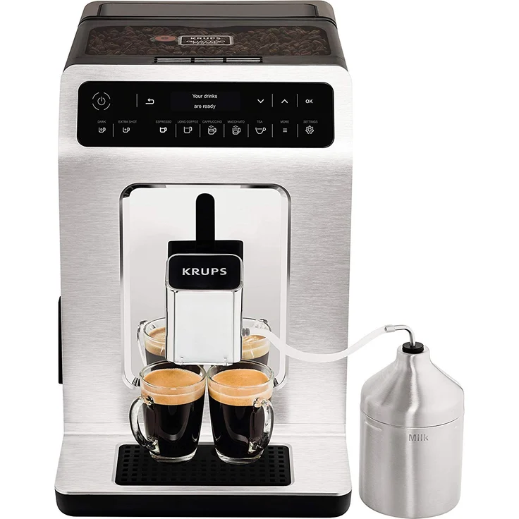 Krups EA891C Evidence Kaffevollautomat, OLED- Display, Barista Quattro Force Technologie, 12 Kaffee-Variationen, 3 Tee-Variationen, One-Touch-Cappuccino Funktion, 2-Tassen Funktion, metall, mit Milchsystem und integriertem Mahlwerk – Bild 4