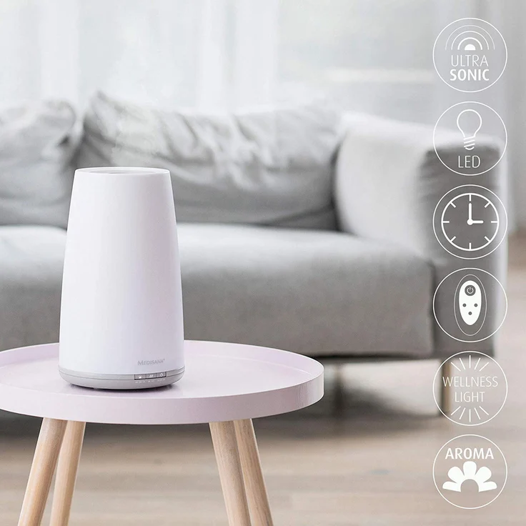 Medisana AH 670 Luftbefeuchter Ultraschall - Luftreiniger mit Aromafach und Vorheizfunktion, Vernebler mit Fernbedienung für Wohn- und Schlafzimmer für trockene Luft, 1,8 L – Bild 5