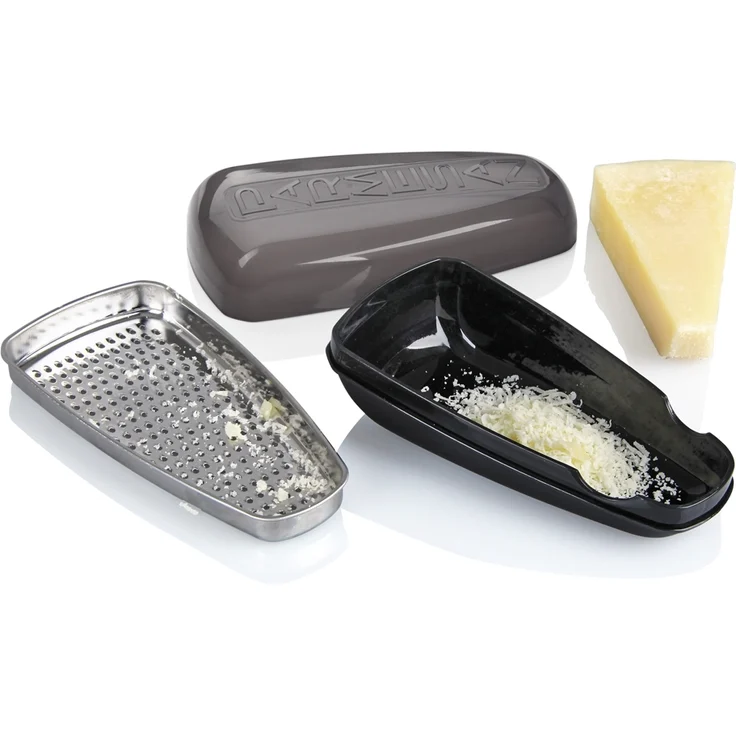 FACKELMANN Parmesanreibe- und Frischebox, Parmesanhobel, Käsereibe mit Servier-Behälter (Farbe: Transparent-Grau), Menge: 1 Stück – Bild 4