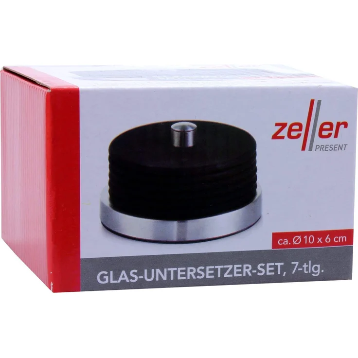 Zeller 27224 Glasuntersetzer-Set, 7-teilig, Edelstahl - Silikon, schwarz – Bild 2