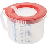 Leifheit 3in1 Messbecher 2,2L Rührbecher mit Sprützschutz und Verschlussdeckel zum Aufbewahren, mit verstellbarem Ausguss, gummierter Boden, spülmaschinengeeignet, ideal zum Backen und Kochen