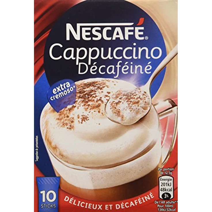 Nescafe Typ Cappuccino, Entkoffeiniert, Löslicher Kaffee, Instantkaffee, 10 Portionen zu je 12.5 g – Bild 1