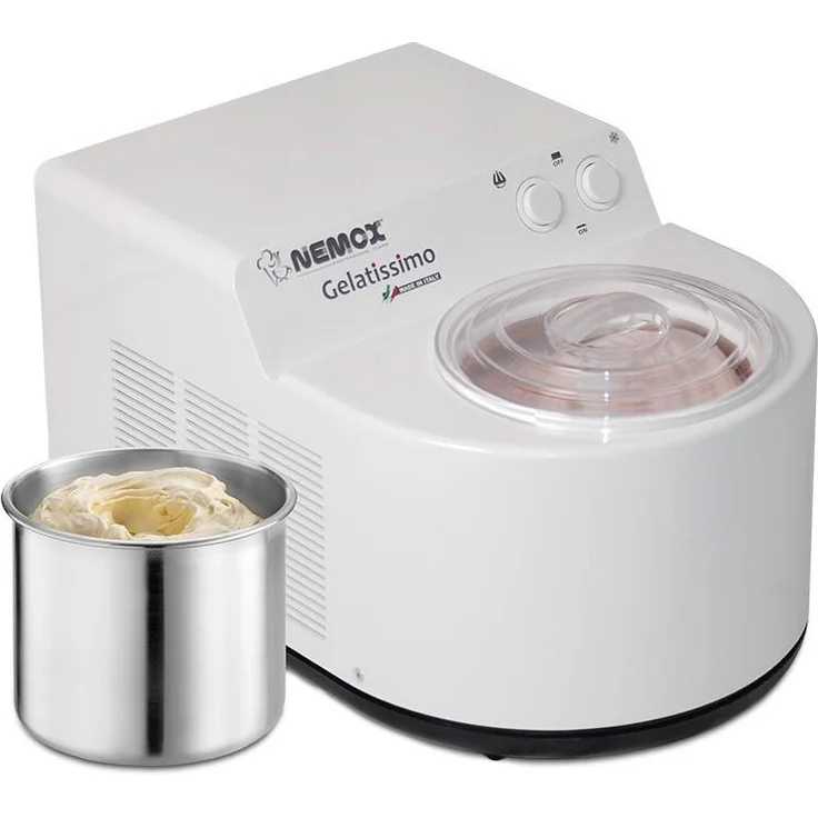Nemox NX36600250 Gelatissimo Eismaschine Kompressor, selbstkühlend, 165W, 1,7 Liter. Sichtfenster, Kunststoff, weiß – Bild 2