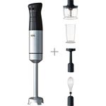 AEG HB5-1-8SS Stabmixer (2 Edelstahl-Klingen, inkl. umfangreiches Zubehör, komfortable Passform, variable Geschwindigkeitsstufen, Turbo-Funktion, spülmaschinenfest, gebürstetes Edelstahl-schwarz)