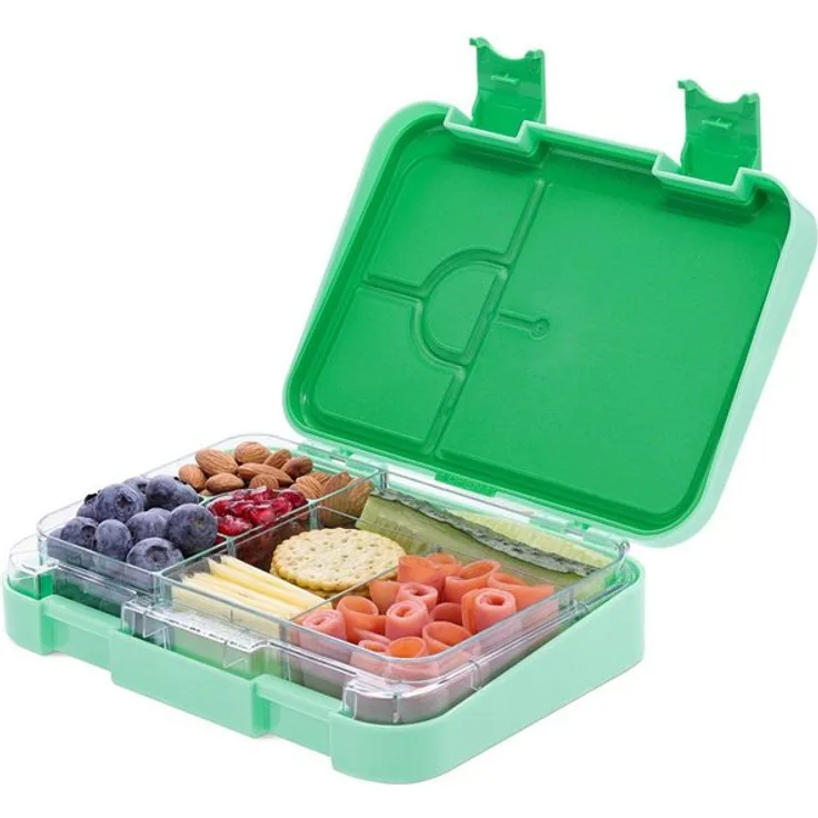 Navaris Lunchbox, Kunststoff, (1-tlg), Bento Box Brotdose Vesperbox - auslaufsicher mit variablen Fächern - herausnehmbare Innenschale - für Jungs und Mädchen, grün