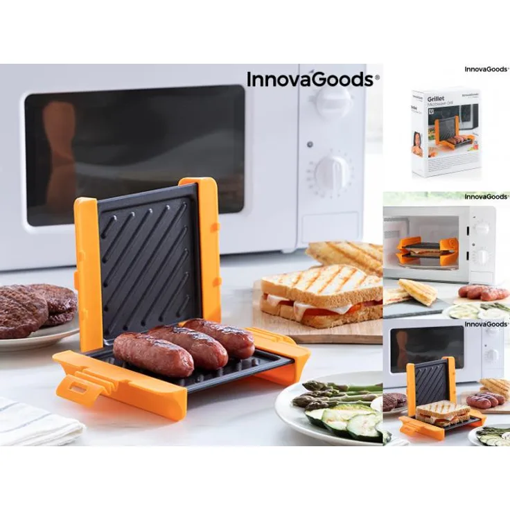 InnovaGoods V0103102 Mikrowellengrill Grillet, mit Grillfunktion, Standgerät, max. 240° C, spülmaschinengeeignet, gelb-schwarz