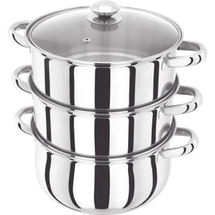 Judge 3 Stöckiger Dampfgarer-Set mit Glasdeckel, silber, 24 cm
