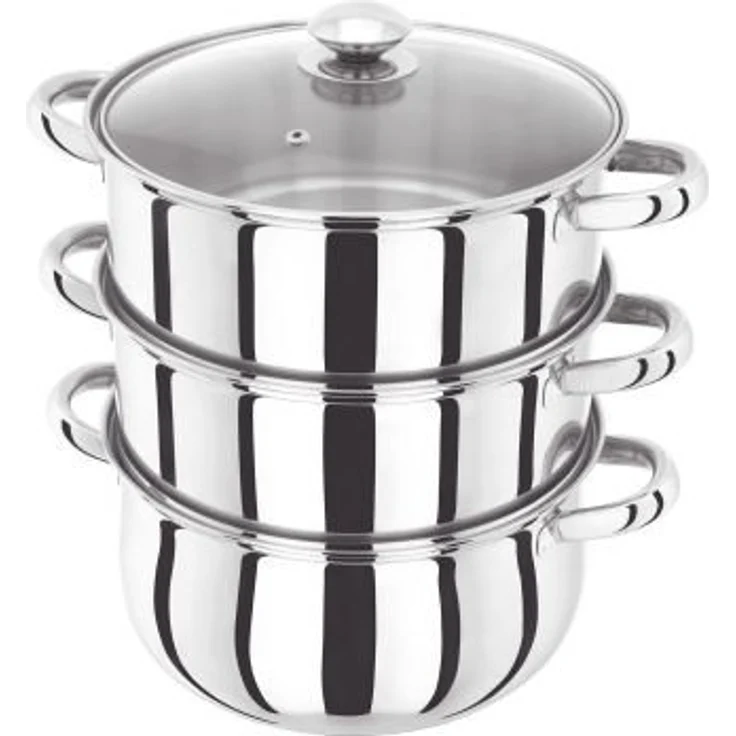 Judge 3 Stöckiger Dampfgarer-Set mit Glasdeckel, silber, 24 cm – Bild 1