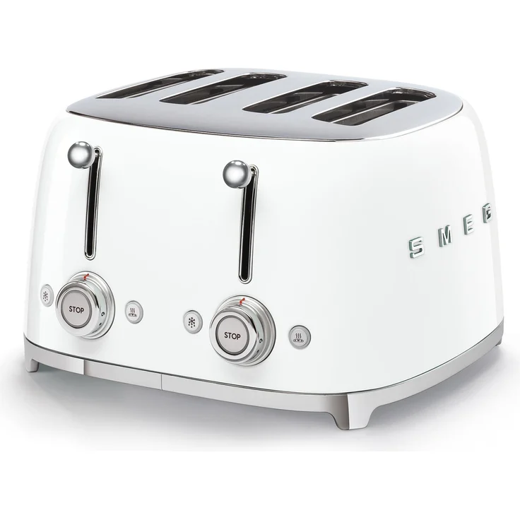 Smeg TSF03WHEU 4-Scheiben-Toaster, 2000W, 6 Bräunungsstufen, Metall, weiß – Bild 1