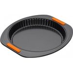 Le Creuset Antihaft Quiche- und Obstkuchenform, Ø 28 cm, Hebeboden, PFOA-frei, Sauerteigbeständig, Aus Karbonstahl gefertigt, Anthrazit-Orange