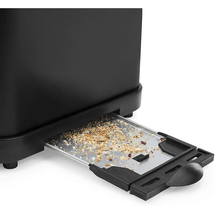 Princess Black Steel Toaster mit Brötchenaufsatz - 6 einstellbare Bräunungsstufen, Auftau-, Aufwärm- und Stoppfunktion, 950 Watt, Krümmelschale, 142396 – Bild 4