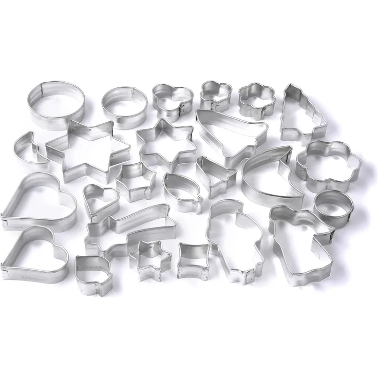 Zenker 25er Ausstecher-Set, Patisserie, Ausstecher für Plätzchen, Kekse und Fondant, Ausstechformen in unterschiedlichen Größen und vielfältigen Motiven, Menge: 1 x 25er-Set, Farbe: silber