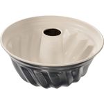 Dr. Oetker Gugelhupfform Ø 22 cm, Backform für Gugelhupf, runde Bundform aus Stahl mit keramisch verstärkter Antihaft-Beschichtung (Farbe: creme-anthrazit), Menge: 1 Stück