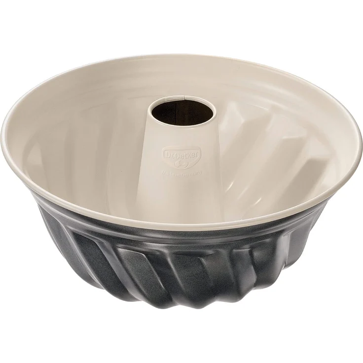Dr. Oetker Gugelhupfform Ø 22 cm, Backform für Gugelhupf, runde Bundform aus Stahl mit keramisch verstärkter Antihaft-Beschichtung (Farbe: creme-anthrazit), Menge: 1 Stück – Bild 1