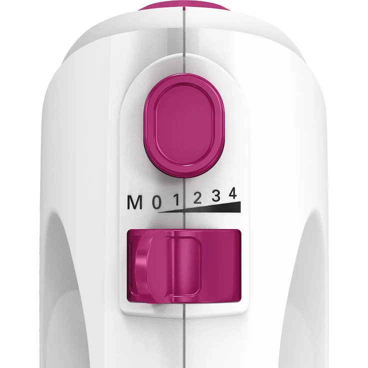 Bosch MFQ2210P Handrührer, moderne Motortechnik, 2 Rührbesen, 2 Edelstahl-Knethaken, 4 Geschwindigkeitsstufen, 375 W, weiß - wild lila – Bild 3