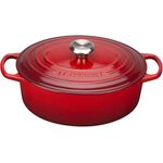 Le Creuset Signature Gusseisen-Bräter mit Deckel, Ø 31 cm, Oval, Für alle Herdarten und Induktion geeignet, Volumen: 6,3 l, Kirschrot
