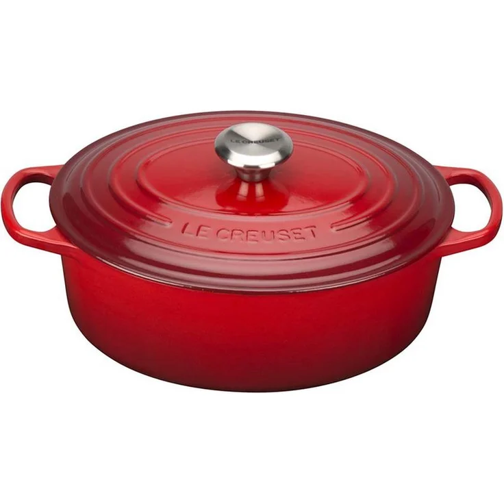 Le Creuset Signature Gusseisen-Bräter mit Deckel, Ø 31 cm, Oval, Für alle Herdarten und Induktion geeignet, Volumen: 6,3 l, Kirschrot – Bild 1