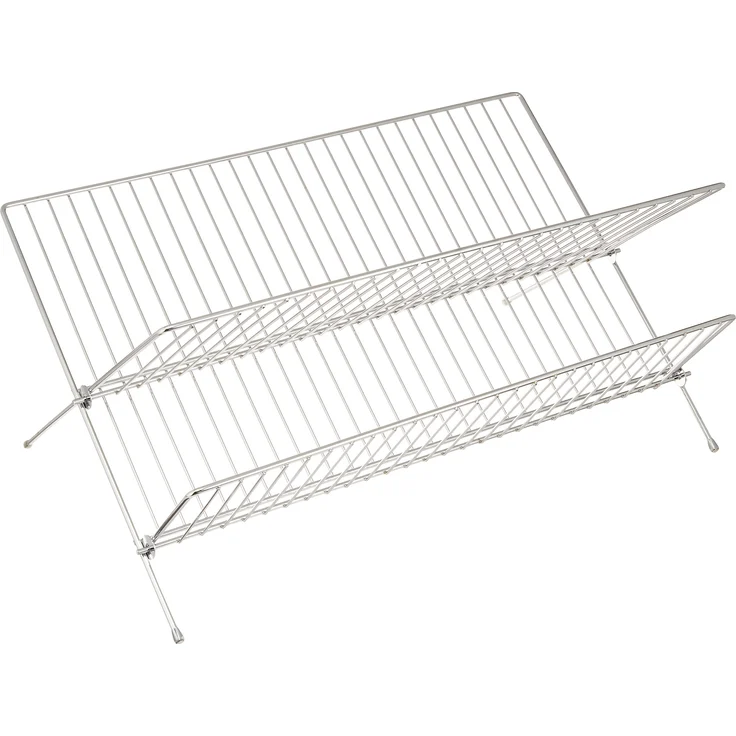 Wenko Geschirrabtropfer Duo - Teller- und Tassenablage, klappbar, verchromtes Metall, 47.5 x 22 x 33 cm, Silber glänzend – Bild 1