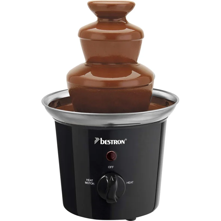 Bestron Schokoladenbrunnen mit 3 Etagen, Funcooking, 60 Watt, Schwarz-Edelstahl – Bild 1