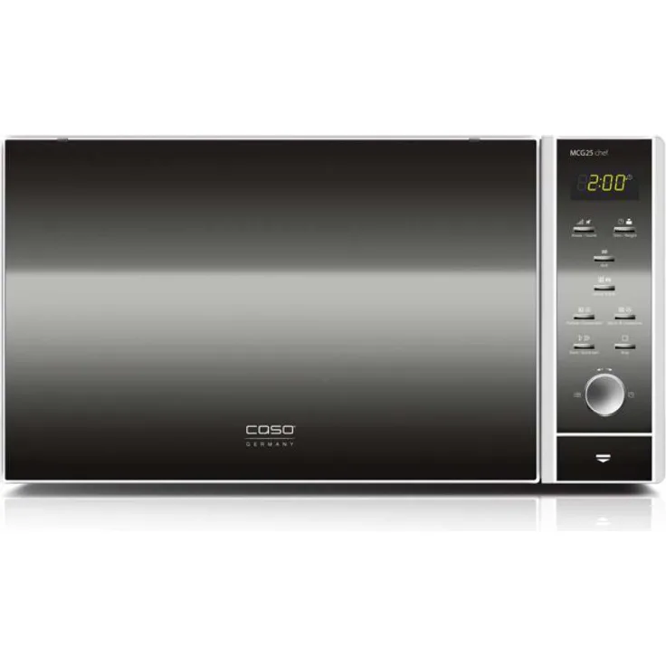 Caso MCG25 chef Design Mikrowelle mit Grill und Heiluft 3in1, Standgerät, 25 Liter Garraum, 900 Watt, Innenraum Edelstahl