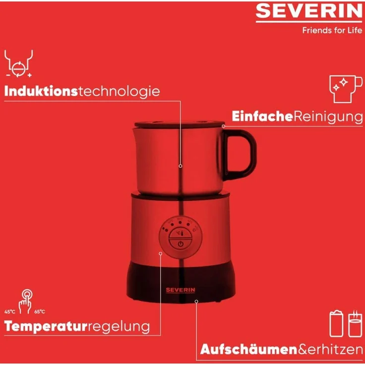 Severin SM 3583 Induktions-Milchaufschäumer, 500 Watt, 0,7L, Abschaltautomatik, Edelstahl-gebürstet/schwarz – Bild 7