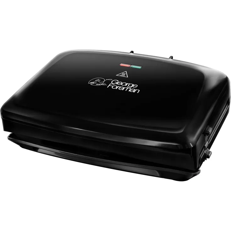 George Foreman 24330-56 Family Fitnessgrill, Kontaktgrill, Panini- und Sandwichgrill, 32,5 x 18 cm große Grillfläche, schwarz