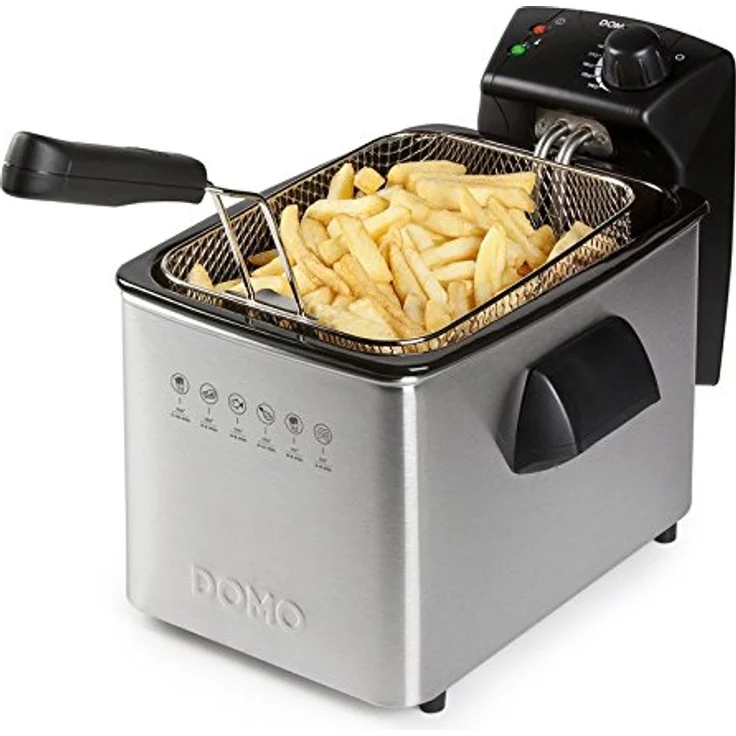 Domo Fritteuse DO465FR, 4 Liter Fassungsvermögen, Thermostat, 3000 Watt, silber – Bild 1