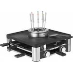 WMF Lumero 3in1 Gourmet Station für 8 Personen, Raclette Grill Fondue, elektrisch, Temperaturregulierung, Beleuchtung, 1800 Watt, platzsparend, edeldtahl matt