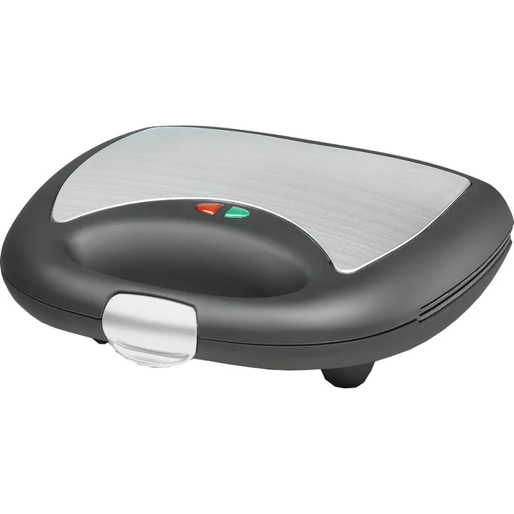 ROMMELSBACHER Sandwich Maker ST 710 - für 2 Sandwiches, 2-Lagen Antihaftbeschichtung, schnelles Aufheizen, wärmeisolierter Handgriff, platzsparende Aufbewahrung, schwarz-Edelstahl