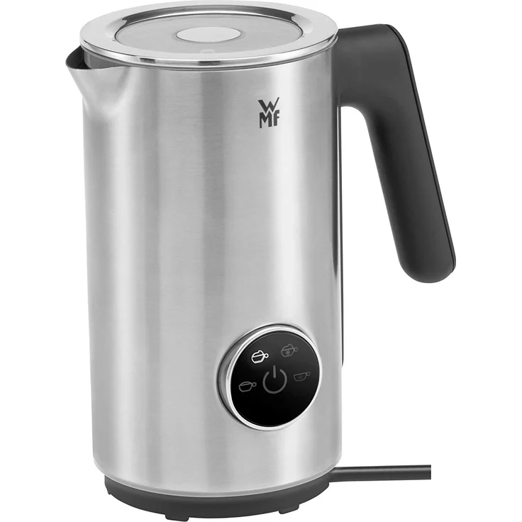 WMF Lumero Design-Milchaufschäumer elektrisch, Frappe Mixer, 100-250 ml, Touch-Display, LED-Licht, 500 Watt, für Milchschaum heiß und kalt, heiße Milch, Milcherwärmer, edelstahl matt – Bild 1