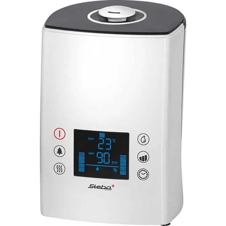 Steba Luftbefeuchter LB 7 | Ultraschallvernebelung min. 250 ml-h bis max. 400 ml-h | Ionisation zuschaltbar | Luftfeuchtigkeitsregelung 45% bis 90% | 3 Geschwindigkeitsstufen | Ökostufe 30 W | 5 Liter