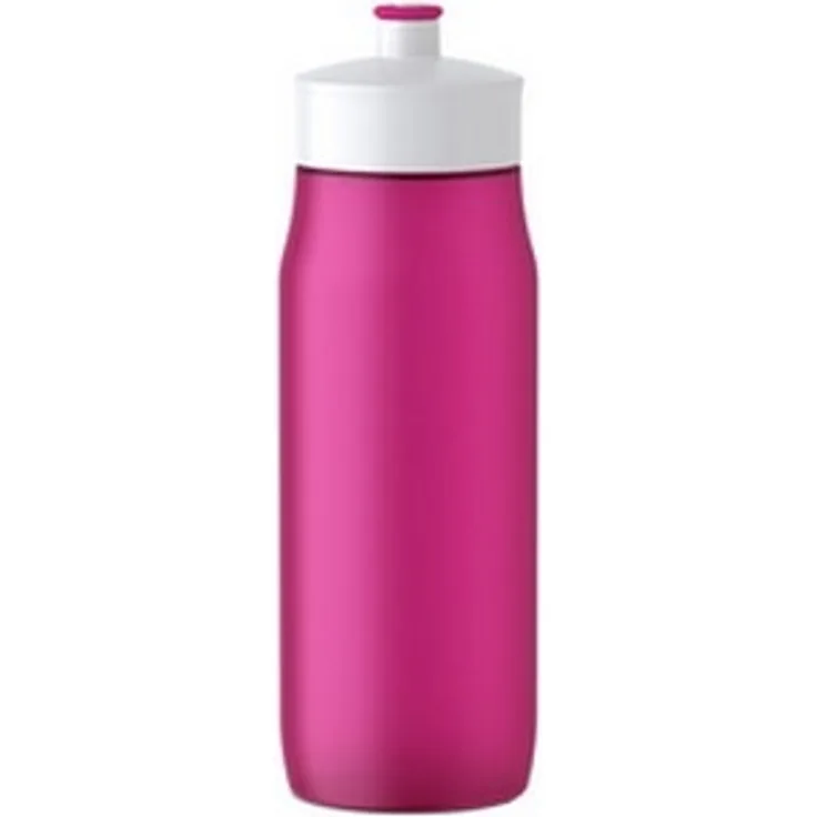 Emsa 518085 Squeeze Sport-Trinkflasche, Fassungsvermögen: 0,6 Liter, ohne BPA, spülmaschinengeeignet, robust und stylisch, pink-weiß