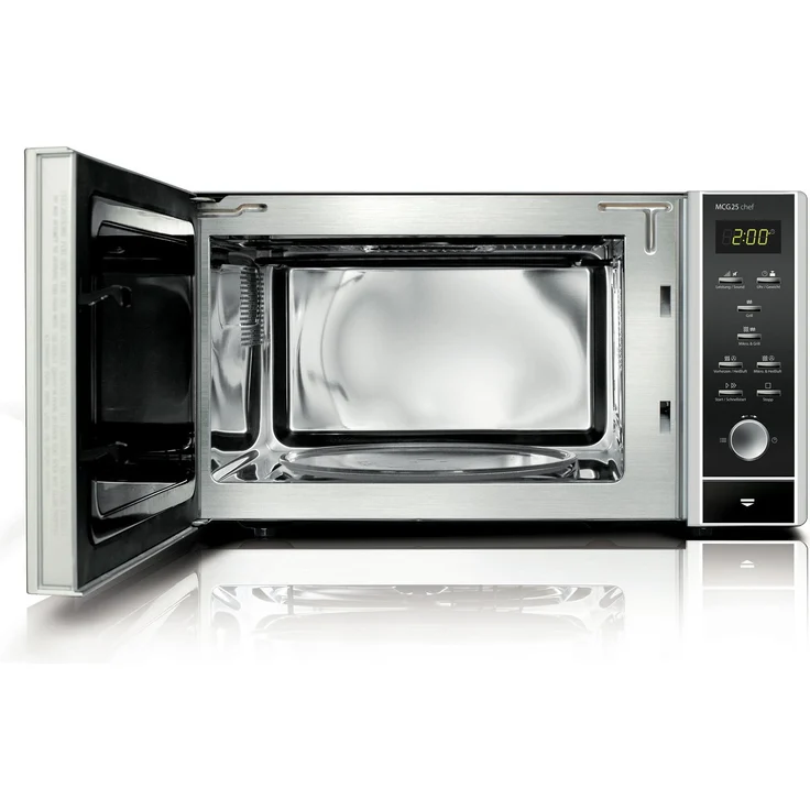 Caso MCG25 chef Design Mikrowelle mit Grill und Heiluft 3in1, Standgerät, 25 Liter Garraum, 900 Watt, Innenraum Edelstahl – Bild 2