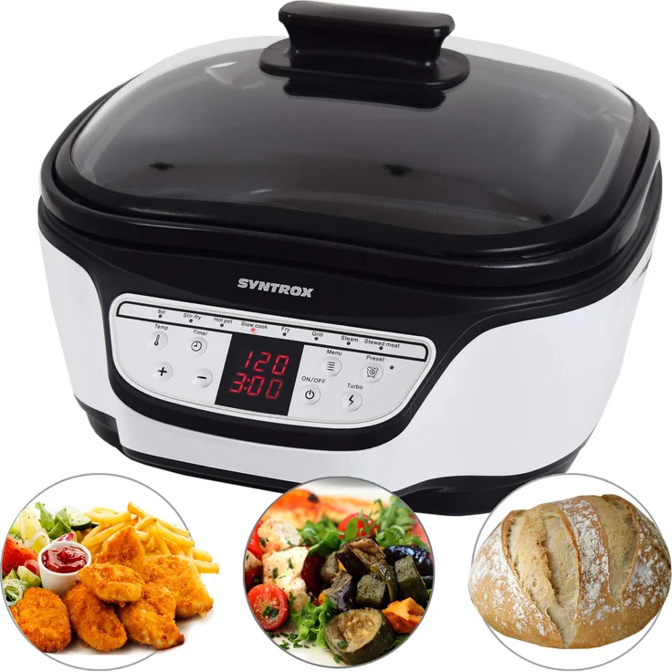 Syntrox Germany Programmierbarer Multicooker Multikocher 8in1 mit Digital Panel MC-1500W Variety