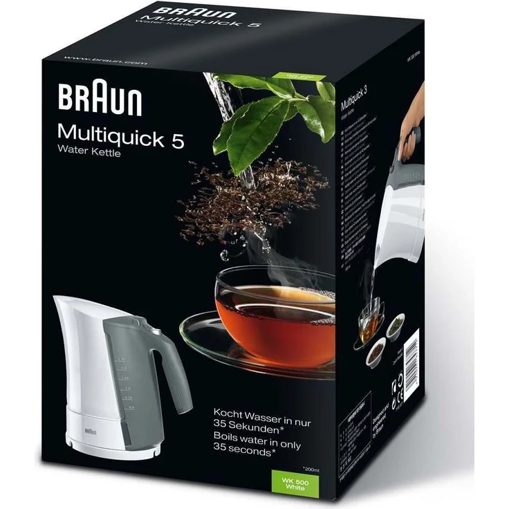 Braun WK 500 AquaExpress Wasserkocher (3000 Watt, 1,7 Liter) weiß – Bild 2