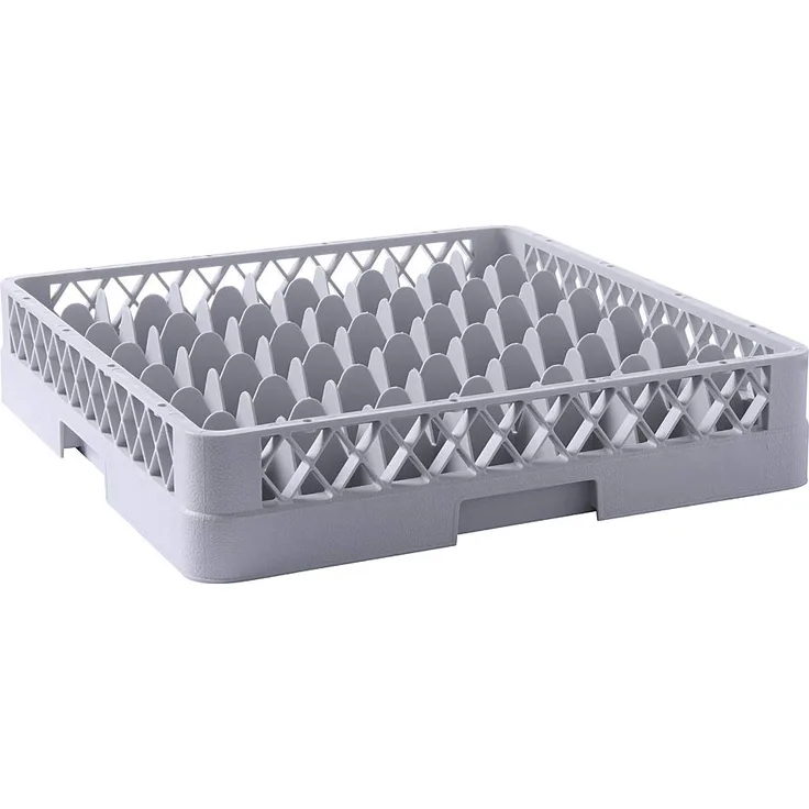 HENDI Spülkorb, Spülmaschinenkorb, Gläserkorb, für Gläser und Tassen, 49 Fächer, Polypropylen, 500x500x(H)104mm, grau