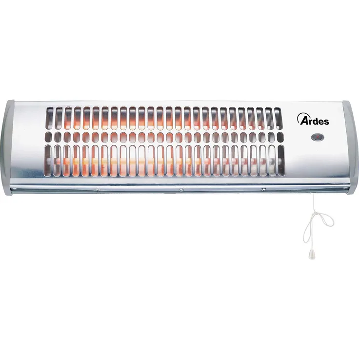 Ardes 1 AR437B Quartz Quarz-Heizstrahler 2 Lampen 2 Leistungsstufen mit Seilzug Silver, Heizstrahler