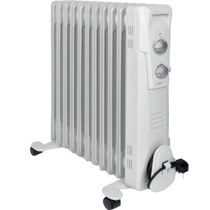 Clatronic RA 3737 11 Rippen-Ölradiator, mobiler Heizkörper bis 2300 Watt, Wärmeregulierung über stufenlosen Thermostatregler, Flexibler Einsatz durch 4 Leichtlaufrollen, Slimline-Bauweise, weiß, Radiator – Bild 1