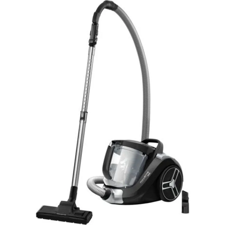 Rowenta RO4825 Compact Power XXL | Beutelloser Staubsauger | 2,5L Staubvolumen | Leise | Kompaktes Design | Extreme Saugleistung | Vacuum-Cleaner | Hocheffizienter Saugkopf | Schwarz-Grau