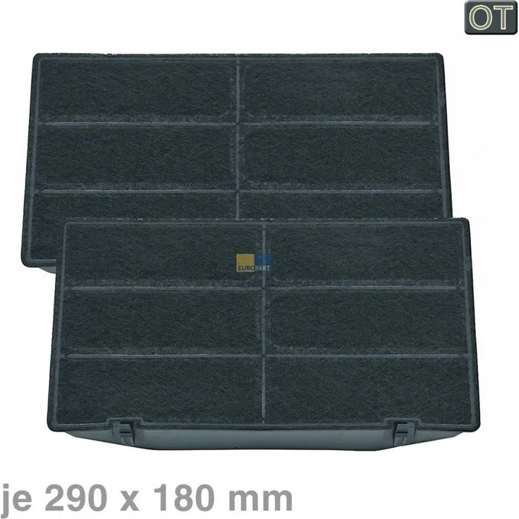 2x Bauknecht Whirlpool Aktivkohlefilter, Kohlefilter 290x180mm AMC962 - Nr. 481249038015