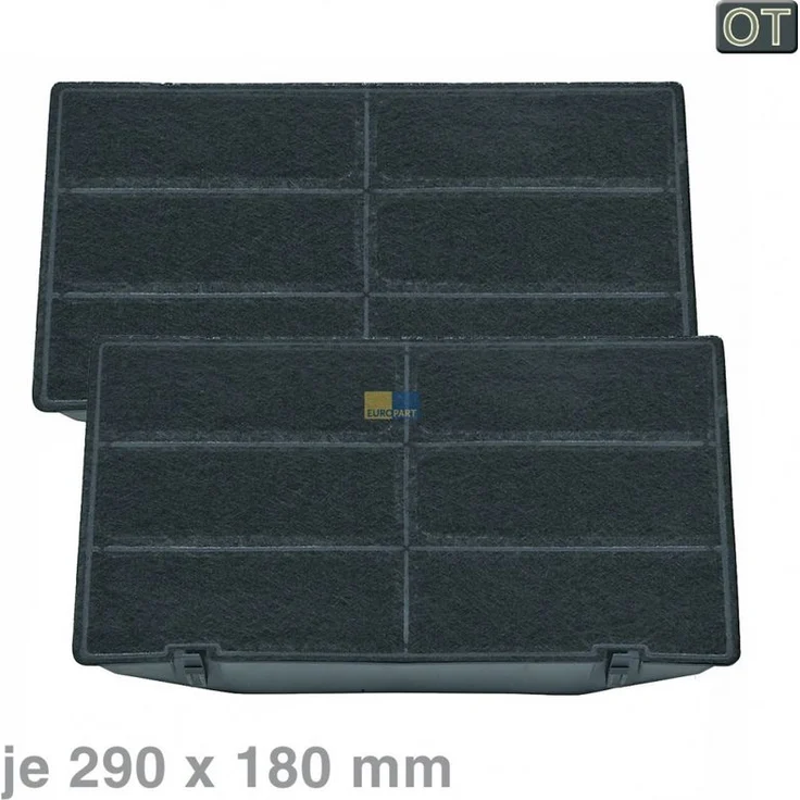 2x Bauknecht Whirlpool Aktivkohlefilter, Kohlefilter 290x180mm AMC962 - Nr. 481249038015