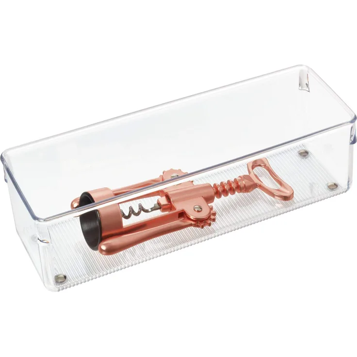 iDesign Schubladen Organizer, kleiner Schubladeneinsatz aus Kunststoff, Besteckkasten für Schubladen in Küche, Bad und Büro, durchsichtig