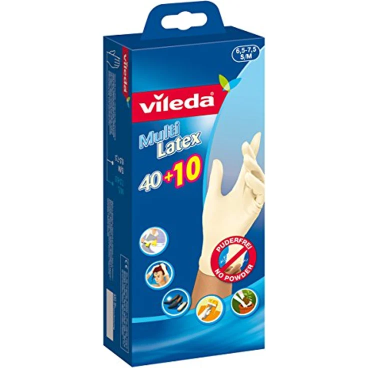 Vileda Multi Latex Einmalhandschuhe, Größe S/6,5-M/7,5, 50 Stück (146187)