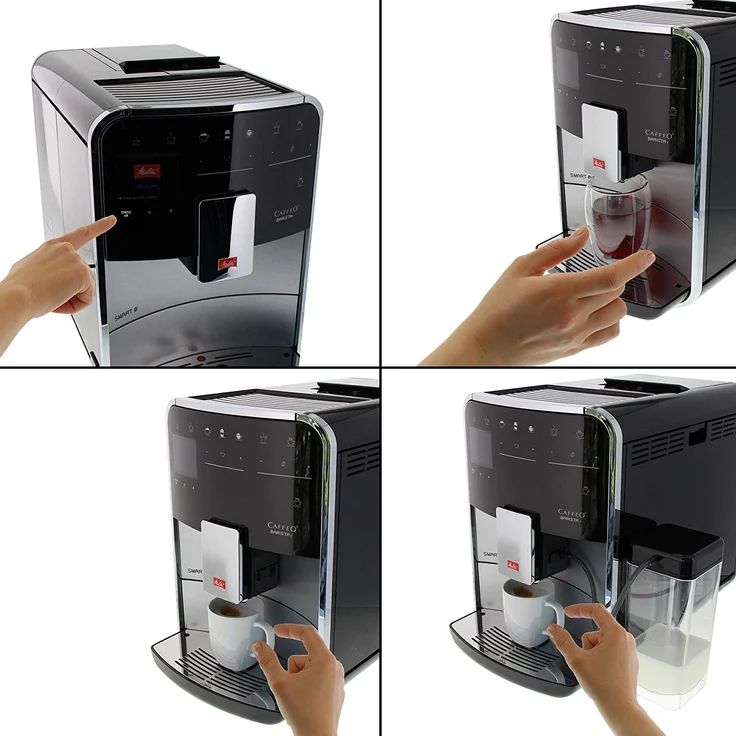 Melitta Caffeo Barista T Smart F830-101, Kaffeevollautomat mit Milchsystem und integriertem Mahlwerk, Smartphone-Steuerung mit Connect App, One Touch Funktion, Silber-Schwarz – Bild 5