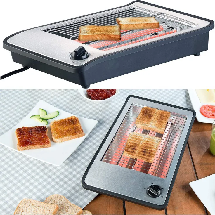 Rosenstein & Söhne Brötchentoaster Flachtoaster für bis zu 4 Brötchen, 600W, Timer