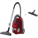 AEG VX4-1-WR-P Staubsauger mit Beutel (750 Watt, Inkl. Zusatzdüse, Zubehör integriert im Gerät, Tragegriff, leicht, 7,5m Aktionsradius, waschbarer Hygiene Filter, ergonomischer Handgriff) rot