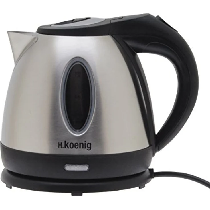 H.Koenig BO12 Wasserkocher - 1,2 L - Wasserstandsanzeige - 1630 W - Edelstahl - silber-schwarz – Bild 1