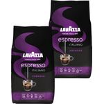 Lavazza Kaffee Espresso Italiano Cremoso, ganze Bohnen, Bohnenkaffee, Set, 2 x 1000 g